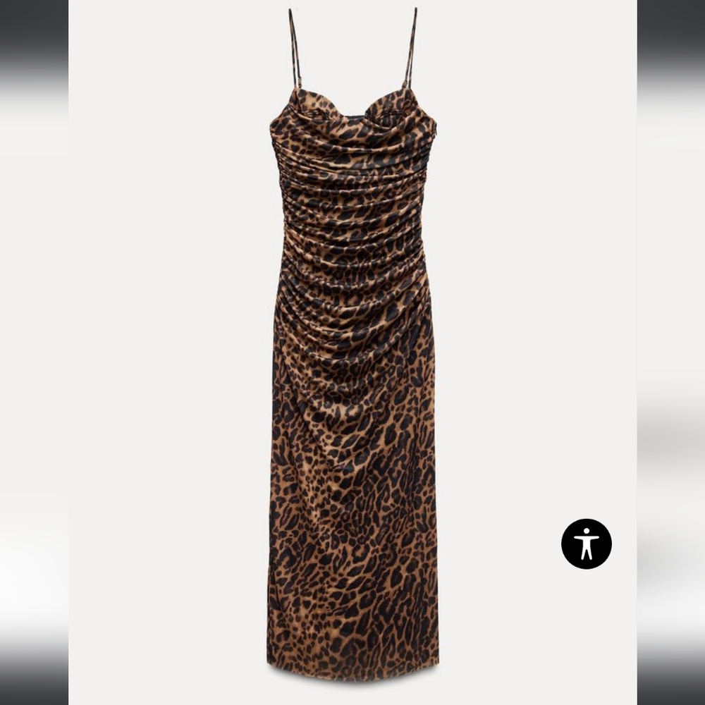 Zara leopard tulle midi dress